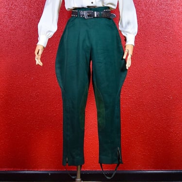 1930s Rare Jodhpurs Green Wool with Suede Patch 