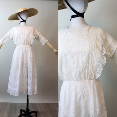 1910 ANTIQUE IRISH lace edwardian lingerie dress small medium | new spring 