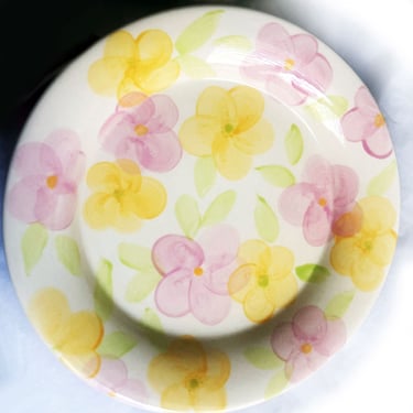 Vintage Franciscan MID CENTURY Garden Party Dinner Plate, 11", Pink Yellow Floral 1960's dishes Earthenware 