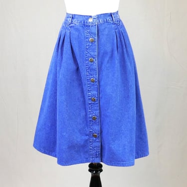 80s 90s Pleated Jean Skirt - 28