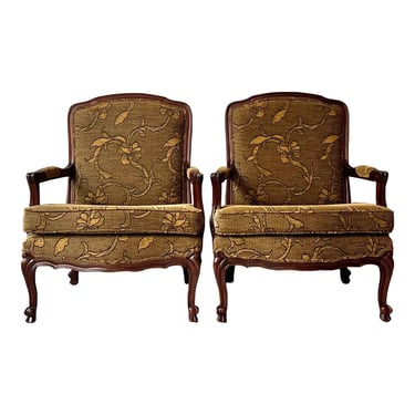 Country French Cherry Bergere Chairs - a Pair 