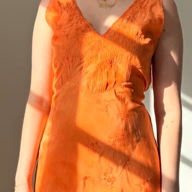 Hand Dyed Orange Silk Slip Dress