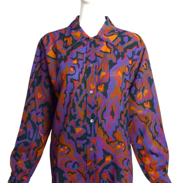 Yves Saint Laurent- 1970s Multi Color Wool Blouse, Size 8