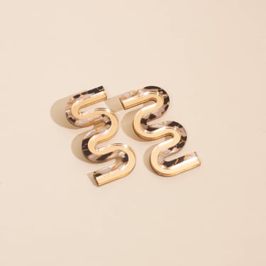 Vea Mini Earrings - Black, White & Gold