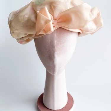 1960s Blush Sheer Floral Dior Turban