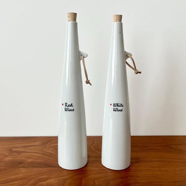 Vintage Freeman Lederman Kenji Fujita / Tackett Associates Red and White Wine Bottles 