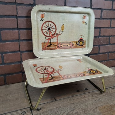 All Purpose Vintage Metal Americana Lap TV Folding Tray 