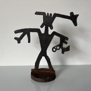 90's Modernist Abstract Hand Cut Heavy Steel Sculpture 