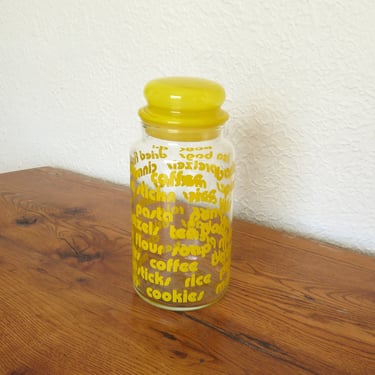 Vintage Yellow Glass Storage Jar Bubble Top 70's 