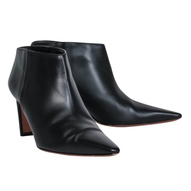 Altuzarra - Black Leather Pointed Toe Heeled Booties Sz 10