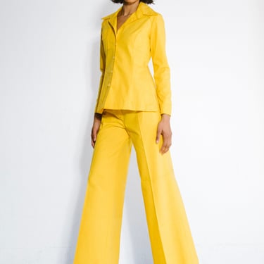 1970s Sunflower Yellow Canvas Suit