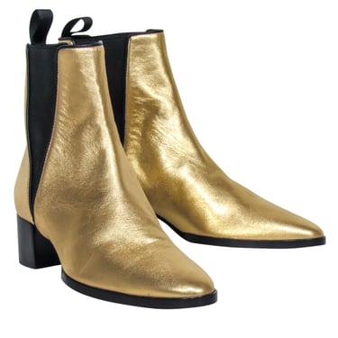 Giuseppe Zanotti - Gold Metallic &amp; Black Detail Short Boots Sz 8