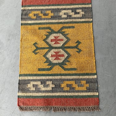 Yellowish Wool Rug / Southwest Tapestry