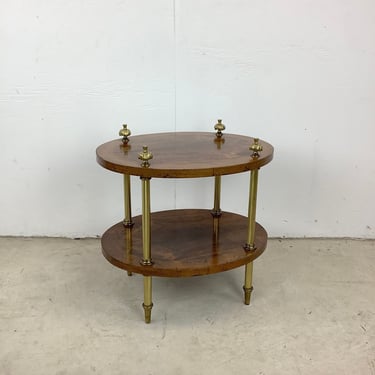 Vintage Burl and Brass Side Table 