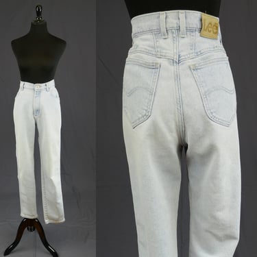 90s Lee Jeans - 29" waist - Tapered Leg - Light Blue Cotton Denim Pants - Vintage 1990s - 31.5" inseam 