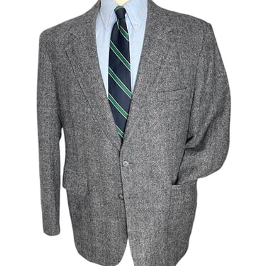 Vintage HERRINGBONE TWEED 100% Wool Blazer ~ 44 Regular ~ jacket / sport coat ~ Preppy / Ivy / Trad ~ 