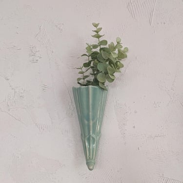 Antique McCoy Aqua Green Ceramic Wall Pocket 