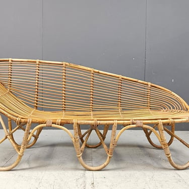 Mid century bamboo daybed, 1960s - vintage bamboo chaise longue - vintage bamboo loveseat - bohemian lounge chair 