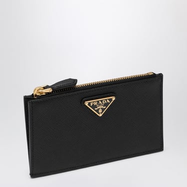 Prada Black Saffiano Zipped Card Case Women