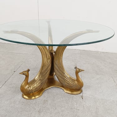 Vintage brass peacock coffee table, 1970s - hollywood regency coffee table - mid century coffee table - sculptural coffee table 