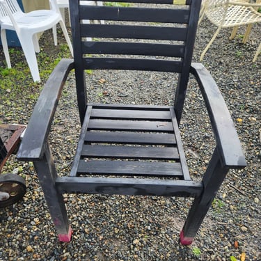 Black Painted Teak Outdoor Chair 24.5 x 35 x 25