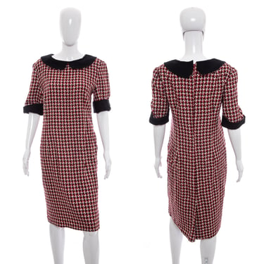 1960's Red and Black Houndstooth Dress Size XL