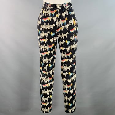 VERSACE JEANS COUTURE Vintage Size 27 Black Multi Color Cotton Blend Zebra High Waisted Jeans