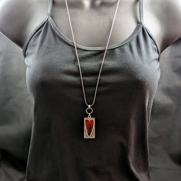 Red Heart Pendant on Long Ball Chain