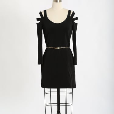 90s black cutout bodycon mini dress 