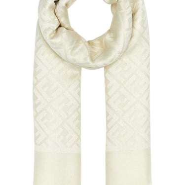 Fendi Women Ivory Silk Blend Scarf