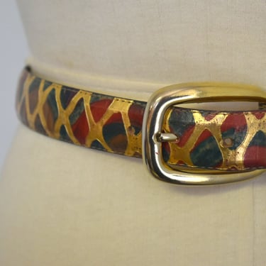 1990s Multi-Colored and Gold Belt 