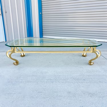Mid Century Iron and Glass Coffee Table 