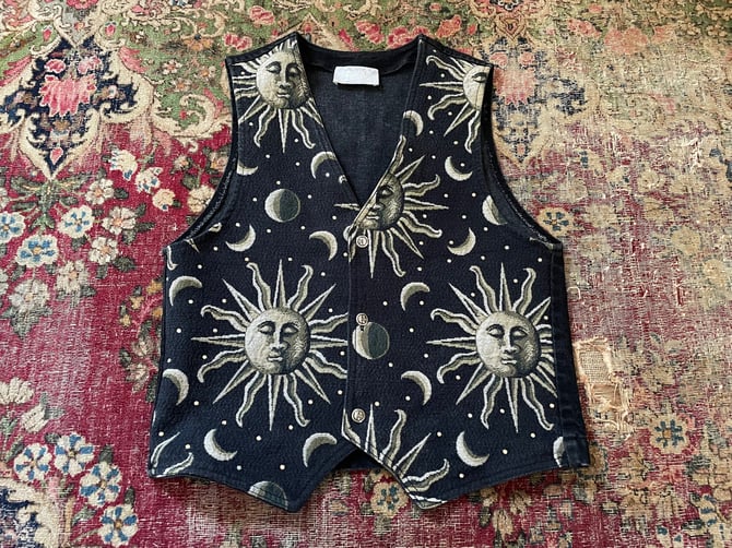 Celestial denim vest, vintage '90s Y2K CACHE | sun & moon