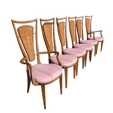 6 Romweber High Back Sculptural Dining Chairs 