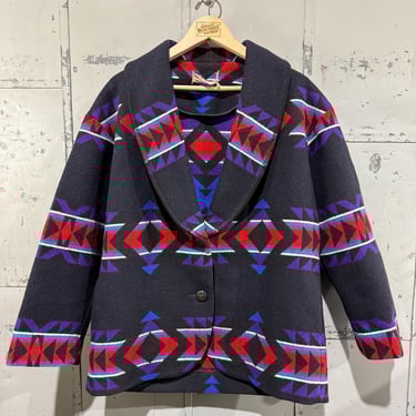 Vintage Pendleton Western Wear Women's Jacket with Shawl Collar southwestern Navajo 