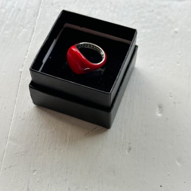 David Yurman Candy Apple Red Ceramic Coated Sterling Pinky Ring 
