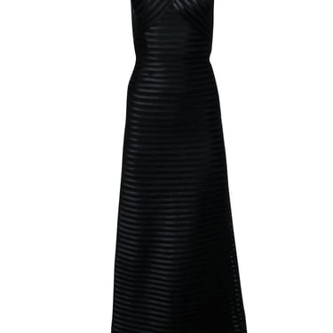 BCBG Max Azria - Black Satin Banded Sleeveless Formal Dress Sz 0