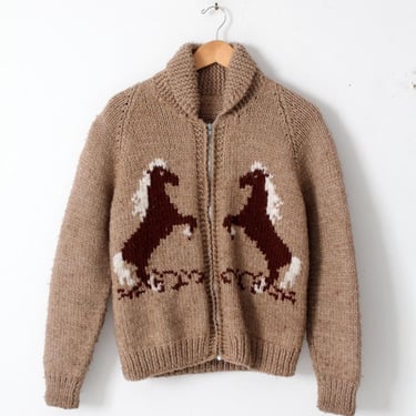 vintage hand knit cowichan style horse sweater 