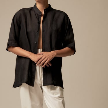 Black Linen Button Down