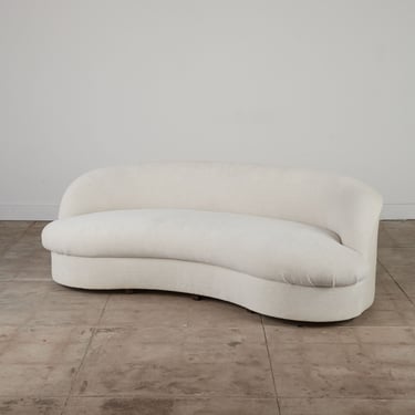 Curved White Alpaca Velvet Sofa 