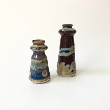 Pair of Vintage Graduated Studio Pottery Vases 