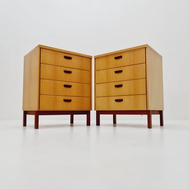 German Mid century Ash and Teak nightstands/ bedside tables BY WK Möbel, 1960s 