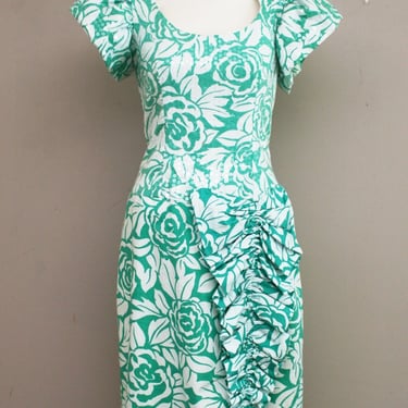 1980s - to 1990s - Mint Print - Sequined Cocktail Dress - by Morton Myles for B Altman Co. 