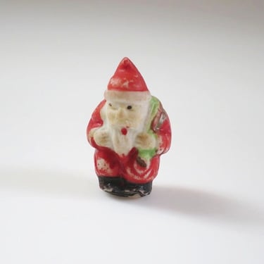 Vintage Putz Village Santa, Bisque Micro Miniature Santa Figurine, Made in Japan Tiny Clause Figure No 2 