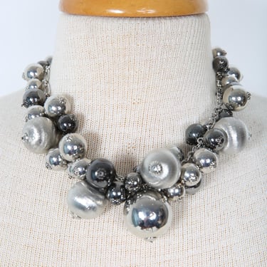 Large Multi Color Metal Bead Necklace, Costume Jewelry Fun Funky Novelty 