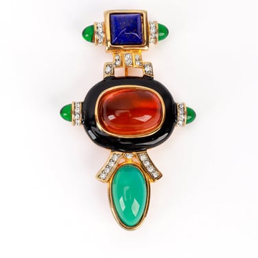 Art Deco Cabochon Bar Brooch