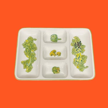 Vintage Shafford Platter Retro 1960s Mid Century Modern + The Salad Bar + Ceramic + Divided Serving Tray + Vegetables + MCM Kitchen Storage 