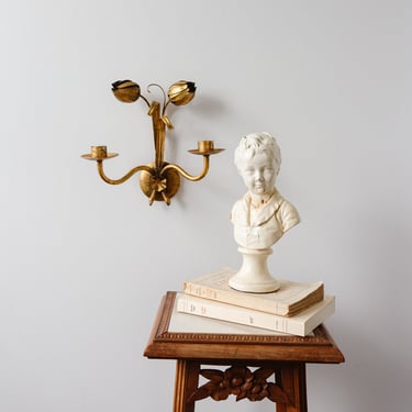 midcentury French gilt foliate wall sconce