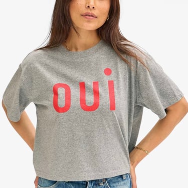 La Carré Tee - Oui - Grey Melange w/ Bright Poppy