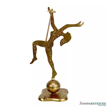 Vintage Art Deco Brass Figural Women Acrobat Dancer Pen Rest Sculpture